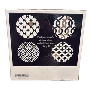 Neiman Marcus Black and Gold Dessert Plates Set of 4 New